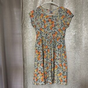 Floral Kids Dress in Orange and Yellow